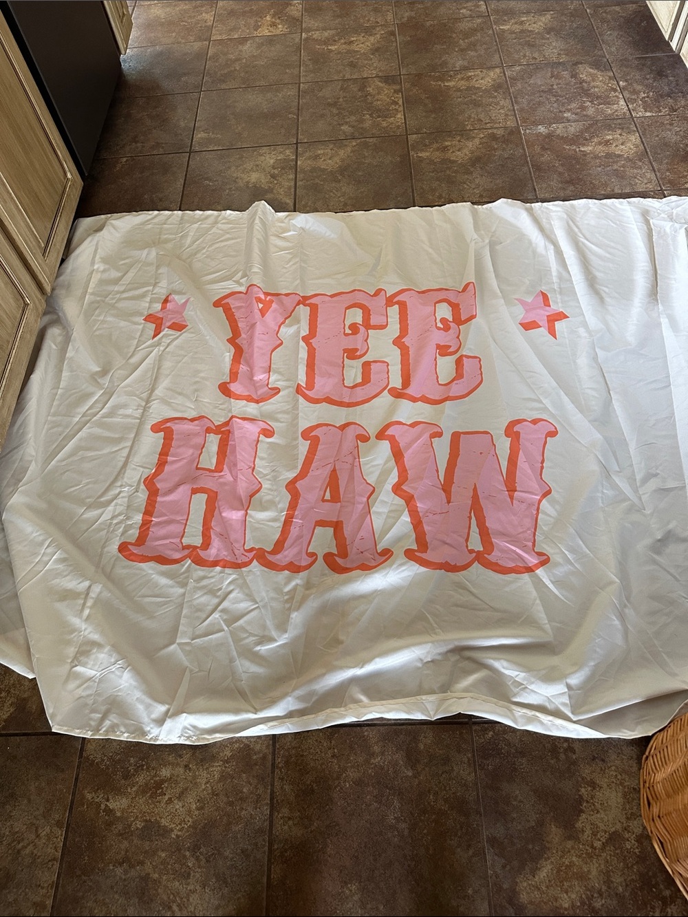 Yee Haw Pink & Coral Decorative wall Cover - cream Background